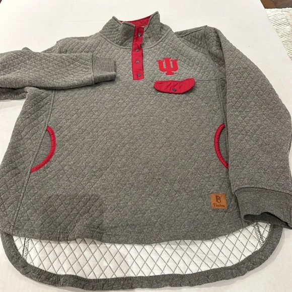 Indiana Hoosiers Women's XL Gray/Red Quarter-Snap Pullover Jacket - Picture 3 of 15
